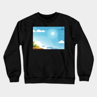 Minimalist RPG Landscape 20 Sided Polyhedral Dice Sun Crewneck Sweatshirt